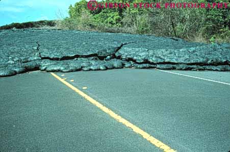 Stock Photo #7132: keywords -  deposit earth environment erupt erupted eruption flow flowed form formation geologic geological geology hard harden hardened hawaii horz hot lava molten nature over physical recent road rock science strata stratum street volcanic volcano