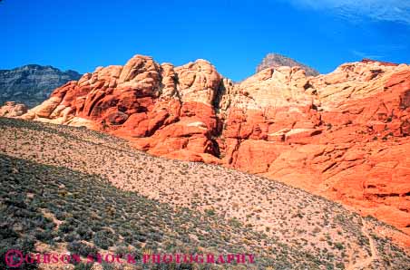 Stock Photo #7155: keywords -  canyon earth environment erode erodes eroding erosion form geologic geological geology hard harden hardened horz las layer layers nature nevada physical pink red rock sandstone scenery scenic science seafloor sediment sedimentary sediments strata stratum vegas