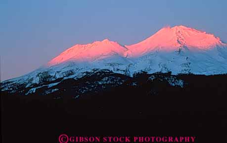 Stock Photo #3475: keywords -  alpenglow beautiful california clean dusk environment freeze horz mount mountain nature outdoor pink pristine quiet scenery scenic season shasta snow solitude sunrise sunset volcano wild wilderness winter