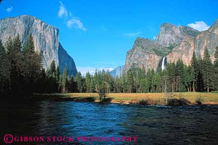 Stock Photo #7174: keywords -  alpine batholith bridelvail california capitan cliff el environment fall geologic geological geology granite horz landscape merced mountain national nature outdoor park peak peaks relief river rock rugged scenery scenic terrain uplift valley waterfall wild wilderness yosemite