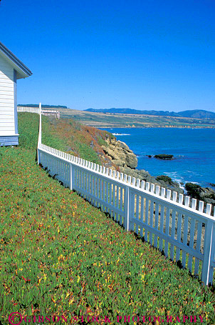 Stock Photo #7247: keywords -  cabin california coast coastal continent cottage edge fence home horz house land landscape marine maritime nature ocean parallel pattern picket romantic row scenery scenic sea seascape seashore settlement shore shoreline view white