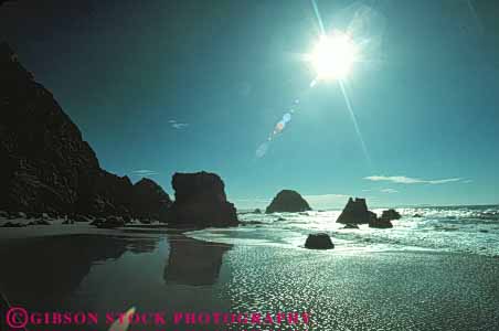 Stock Photo #7253: keywords - beach burst california coast coastal continent edge horz land landscape marine maritime mood nature ocean reflecting reflection reflects sand scenery scenic sea seascape seashore shore shoreline sun sunny surf wave waves