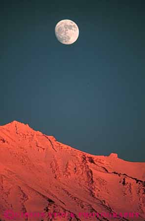 Stock Photo #7268: keywords -  alpenglow california celestial circle circular dawn dusk evening full moon morning mount mt night orange orbit round shasta sky snow sunset vert