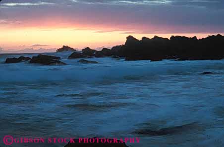 Stock Photo #7284: keywords - coast coastal dawn dusk horz landscape mood moody nature ocean scenery scenic shore shoreline sun sunrise sunset surf warm water wave