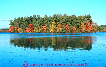 Stock Photo #7454: keywords -  alone autumn fall getaway horz island islands isolate isolated lake land landscape lonely maple massachusetts nagog nature privacy private remote scenery scenic solitary solitude surround surrounded water