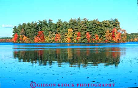 Stock Photo #7454: keywords - alone autumn fall getaway horz island islands isolate isolated lake land landscape lonely maple massachusetts nagog nature privacy private remote scenery scenic solitary solitude surround surrounded water