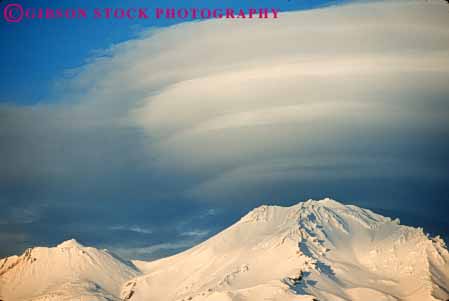 Stock Photo #6970: keywords -  atmosphere atmospheric california climate cloud clouds cold condensate condensation condense condensed condensing cool cooling environment float floating floats fog horz ice lenticular moisture mountain mt nature over shasta sky skyward snow suspend suspended vapor water weather winter