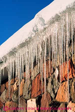 Stock Photo #7061: keywords -  building chill chilly cold environment eve freeze freezing frozen hang home homes house houses ice icicle icicles icy nature season snow vert water wet winter