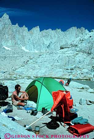 Stock Photo #5499: keywords -  adventure altitude backpack backpackers backpacking california camp campers camping challenge climb climbers climbing expedition explore exploring group hike hikers hiking landscape mount mountain mountains mt mt. outdoor outdoors outside rock scene scenic sierra summer team tent trek vert walk whitney