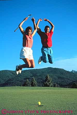 Stock Photo #5553: keywords -  air ball born club country couple course express expression glee golf golfer golfers golfing grass green happy husband joy jump lawn leap man outdoor outdoors outside practice recreation released share skill sport spouse summer thrill together vert wife woman