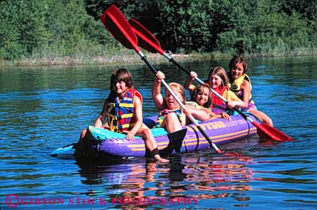 Stock Photo #5634: keywords - action activity adventure boat boater boating child color colorful exercise explore fiberglass float friend friends fun girl girls group horz inflatable kayak kayaker lake material outdoor outdoors outside paddle paddler paddling plastic play recreation released rubber share splash sport summer synthetic team together trip vacation water youth youths