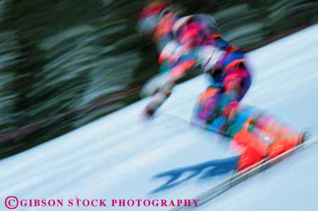 Stock Photo #5702: keywords -  action blur cold color colorful competitor contest downhill dynamic fast gravity horz motion move movement moving outdoor outdoors outside race racer racing recreation resort season ski skier skiers skiing snow speed sport sports winter