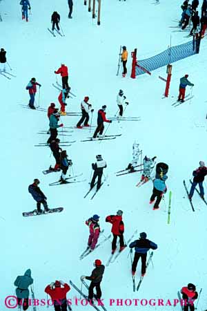 Stock Photo #5717: keywords -  aerial cold downhill equipment group outdoor outdoors outside overhead recreation resort season ski skier skiers skiing snow sport sports travel trip vacation vert view winter