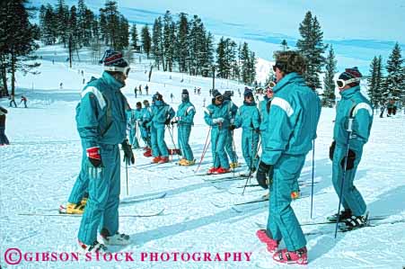Stock Photo #5720: keywords -  blue clothes club cold color downhill equipment group horz meeting outdoor outdoors outfit outside patrol recreation resort same season ski skier skiing snow sport sports suit team together travel trip uniform vacation winter