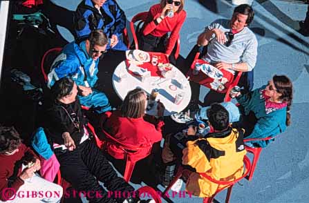Stock Photo #5744: keywords - break casual equipment food friend friends group horz lodging lunch meal men relax relaxed relaxing ski skier skiers skiing social talk winter women