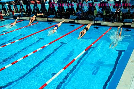 Stock Photo #5821: keywords -  action blur challenge compete competing competition competitor contest dives dynamic effort exertion girls horz move movement moving outdoor outdoors outside pool race recreation side speed sport start summer swim swimmer swimmers swimming water wet winner