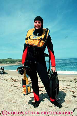 Stock Photo #5843: keywords -  adventure beach california coast dive diver divers diving insulate insulated insulating insulation monterey ocean protect protecting protection released risk scuba shore sport suit vert wetsuit woman