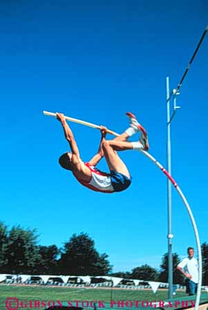 Stock Photo #3539: keywords -  achieve and athlete field man motion over pole released sports success summer track up upward vault vert vigorous