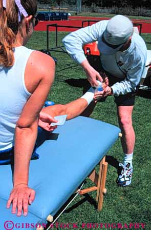 Stock Photo #5930: keywords -  adult and athlete athletic athletics collage compete competing competition competitor condition conditioning contest event exercise field foot health injury medical medicine outdoor outdoors outside precaution prevention protection repair school skill speed sport sports strength strong student summer tapes team track train trainer training vert workout