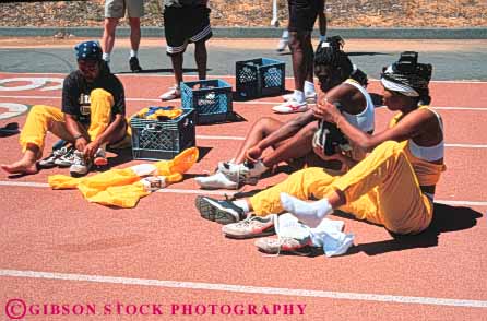 Stock Photo #5935: keywords - adult african american and athlete athletic athletics black collage compete competing competition competitor condition conditioning contest ethnic event exercise female field health horz minority outdoor outdoors outside prepare racers school skill speed sport sports strength stretch stretching strong student summer team track up warm warmup women workout