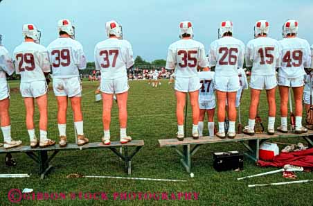 Stock Photo #5952: keywords -  athlete athletes athletic collage college compete competing competition competitors contest equipment field game glove gloves group helmet helmets horz lacrosse male meet men number numbers players protect protection protective recreation row run runners running safety sport sports stand team together uniform uniforms