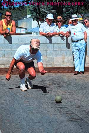Stock Photo #5955: keywords - alley ball bend boccie count court elderly field game mature measure men old outdoor outdoors outside play player players score sport sports team vert