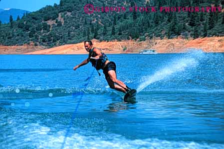 Stock Photo #5965: keywords -  action aquatic balance board boarding boat ca california curve cut fall fast handle hold horz lake line man motion move movement moving outdoor outdoors outside pond practice pull pulled released rope shasta ski skier skiers skiing skill slide speed splash strength summer swim tension tow turn wake wakeboarding water