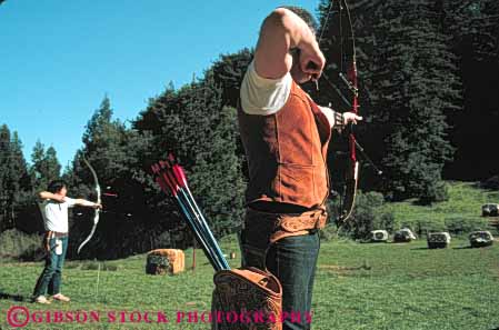 Stock Photo #6196: keywords -  aim archer archery arrow horz men practice recreation shoot sport sports target