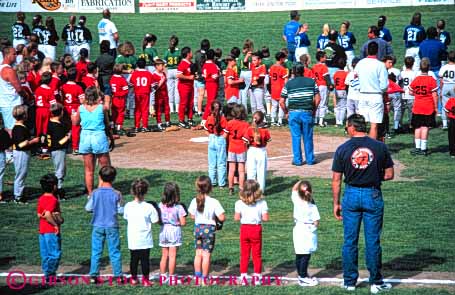 Stock Photo #6217: keywords -  adolescence adolescent adolescents allegiance americana array ball base baseball catch catcher catching ceremony child children commitment cooperate cooperating coordinate coordination diamond faith field group horz lots many oath of people pitch pitcher pitching play player playing pledge practice recreation ritual run runner running score sport sports summer team teams throw thrower throwing tradition uniform unison united unity youth