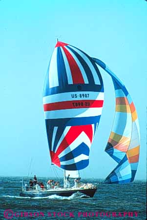 Stock Photo #10806: keywords -  air bay boat boating boats california colorful francisco jib power push pushing racers races racing recreation sail sailboat sailboats sailing sails san spinnaker spinnakers sport vert wind