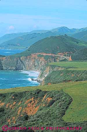 Stock Photo #10902: keywords -  big bridge california coast coastal green highway hwy landscape landscapes monterey near ocean one scenery scenic sea seashore shore shoreline sur surf vert