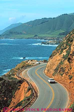 Stock Photo #10903: keywords - big california car cars coast coastal curve curved curves curving elevate elevated highway highways landscape landscapes monterey near ocean one overhead overview road roads scenery scenic sea seashore shore shoreline street streets sur surf vehicle vehicles vert view