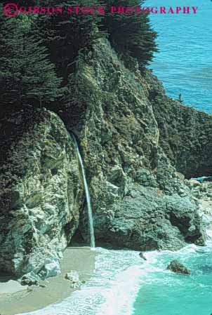 Stock Photo #10905: keywords -  beach beaches big burns california coastal falls landscape landscapes mckay monterey nature near ocean park scenery scenic sea seashore shore shoreline state sur surf vert waterfall waterfalls
