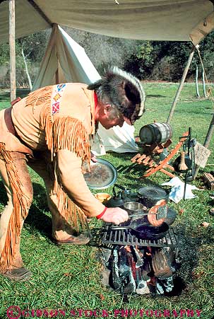 Stock Photo #19925: keywords - act acts american california camp camping camps cooking costume costumed costumes encamp encamped encampment era event felton gather gathered gathering gathers historic history man men mountain mountainman mountainmen old people person portray portraying portrays reenact reenactment reenactments reenacts rendezvous roaring trapper trappers vert vintage west western