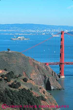 Stock Photo #10487: keywords -  bay bridge bridges cable california engineer engineered engineering famous francisco gate golden headlands landmark landmarks marin metal red san span spans steel suspension tall tower towers vert water