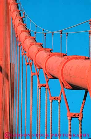 Stock Photo #10502: keywords -  bay bridge bridges cable cables california engineer engineered engineering famous francisco gate golden landmark landmarks linear metal pattern red repeat repeats san span spans steel support suspension tall tower towers vert water