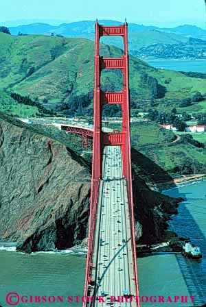 Stock Photo #10505: keywords -  bay bilateral bilaterally bridge bridges cable california elevated engineer engineered engineering famous francisco gate golden landmark landmarks marin metal red san span spans steel suspension symmetrical symmetry tall towards tower towers vert view water