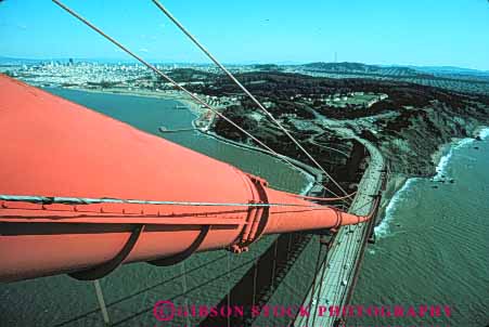 Stock Photo #10508: keywords -  bay bridge bridges cable california elevated engineer engineered engineering famous francisco gate golden horz landmark landmarks metal red san span spans steel suspension tall tower towers view water