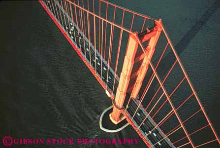 Stock Photo #10519: keywords -  aerial aerials bay bridge bridges cable california engineer engineered engineering famous francisco gate geometric geometrical geometry golden horz landmark landmarks metal red san south span spans steel suspension tall tower towers water
