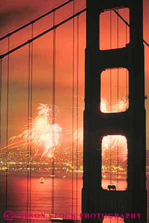 Stock Photo #10527: keywords -  anniversary bridge bridges bright california celebrate celebrating celebration dark dusk evening famous fiftieth fifty fireworks francisco gate golden landmark landmarks night san silhouette silhouettes span spans suspension tall tower towers vert