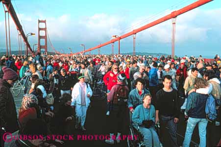 Stock Photo #10529: keywords - anniversary bridge bridges california celebrate celebrating celebration countless crowd crowded famous fiftieth fifty francisco gate golden horz landmark landmarks lots many multitude numerous people san span spans suspension