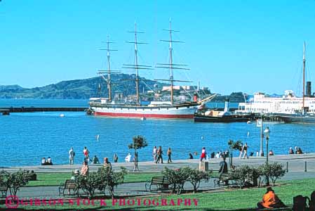 Stock Photo #10550: keywords -  aquatic attraction bay california city destination francisco historic horz hyde maritime municipal park parks people pier public relaxing san scenic ship ships street summer thayer tourist travel waterfront