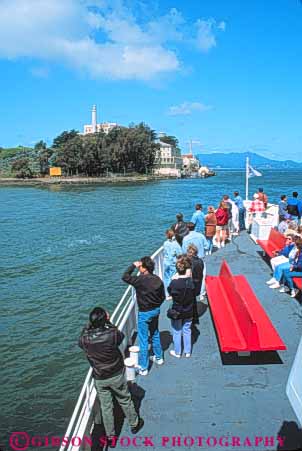 Stock Photo #10579: keywords - alcatraz american approaches area attraction attractions bay boat boats california ferries ferry francisco gate golden historic history island islands isolate isolated jail jails national passenger passengers penitentiaries penitentiary people prison prisons recreation san shuttle tour tourist tourists tours traveler travelers vert water