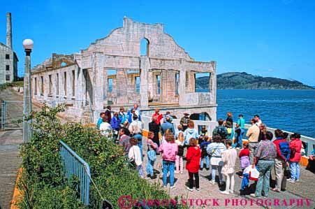 Stock Photo #10583: keywords -  alcatraz american area attraction attractions bay california francisco gate golden group groups historic history horz island islands isolate isolated jail jails national penitentiaries penitentiary people prison prisons recreation san tour tourist tourists tours traveler travelers