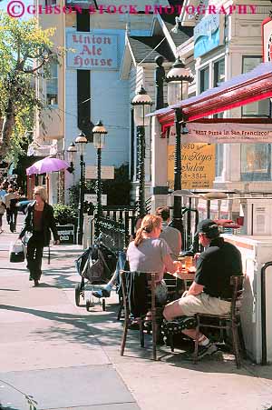 Stock Photo #11350: keywords - cafe cafes california dine dining francisco in outdoor outside people relax relaxing san social street summer union vert