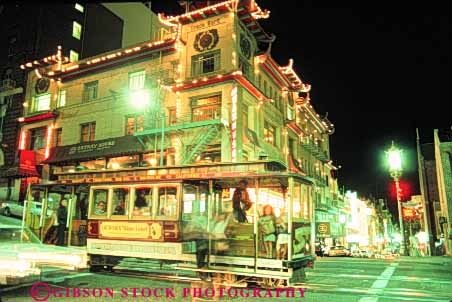 Stock Photo #10607: keywords - architecture asian busy cable california car chinatown chinatowns chinese communities community dark decent design district districts dusk ethnic evening francisco heritage horz intersection lighting lights neighborhood neighborhoods night san street style
