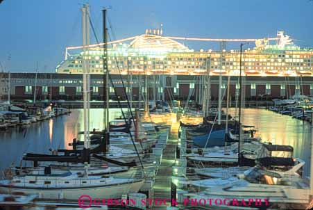 Stock Photo #10618: keywords -  and bay boat boats california cruise dark dock docks dusk evening francisco horz lighting lights marina marinas night piers port ports san ship ships summer water waterfront