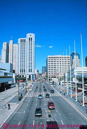 Stock Photo #10640: keywords - building buildings california center cities city downtown elevate elevated francisco howard overhead road roads san street streets traffic urban vehicle vehicles vert view