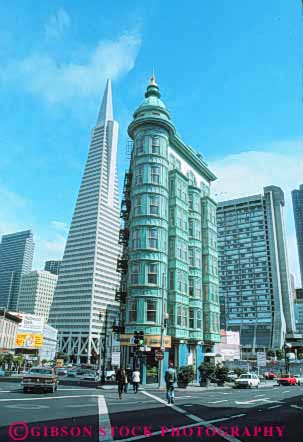 Stock Photo #10641: keywords -  architectural architecture building california cities city contrast contrasting contrasts design different downtown francisco new old san style transamerica urban vert