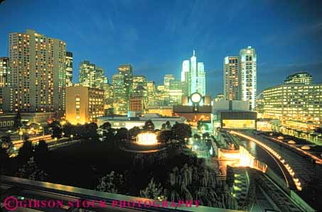 Stock Photo #7837: keywords -  america american architecture bright buena building buildings business california center cities city cityscape cityscapes dark downtown dusk evening francisco gardens horz lighting lights modern new night office offices park san skyline skylines urban us usa yerba